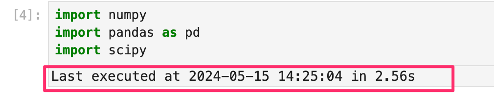 JupyterLab execution time : time of execution, and time taken to execute, displayed as cell output report