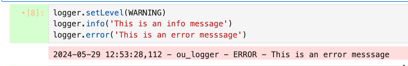 Example ou-logger message display