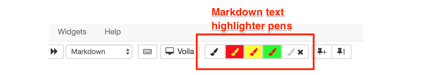 Notebook toolbar showing highlight pen buttons.